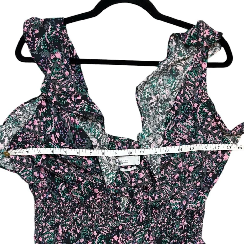 IRO Women's Floral Ruffle Party Cocktail Dress Size 39= US 6 Pink Green Black